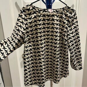 Pixley Black and Cream Patterned Blouse